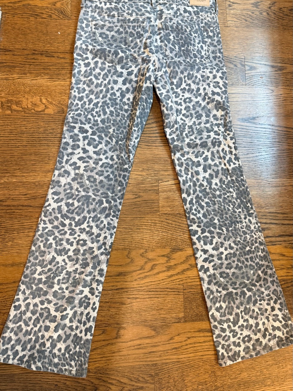 abercrombie kids Gray Leopard-Print Low Rise Boot Jeans